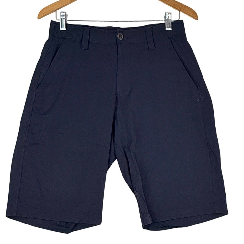 Under Armour HeatGear Loose Fit Golf Shorts Mens 30 Navy Blue 10" Inseam